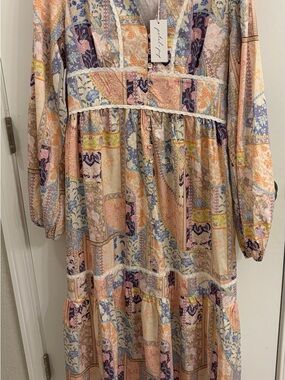 Petal & Pup Pastel Patchwork Floral Maxi Dress in Peach, Lavender, Blue, Cream